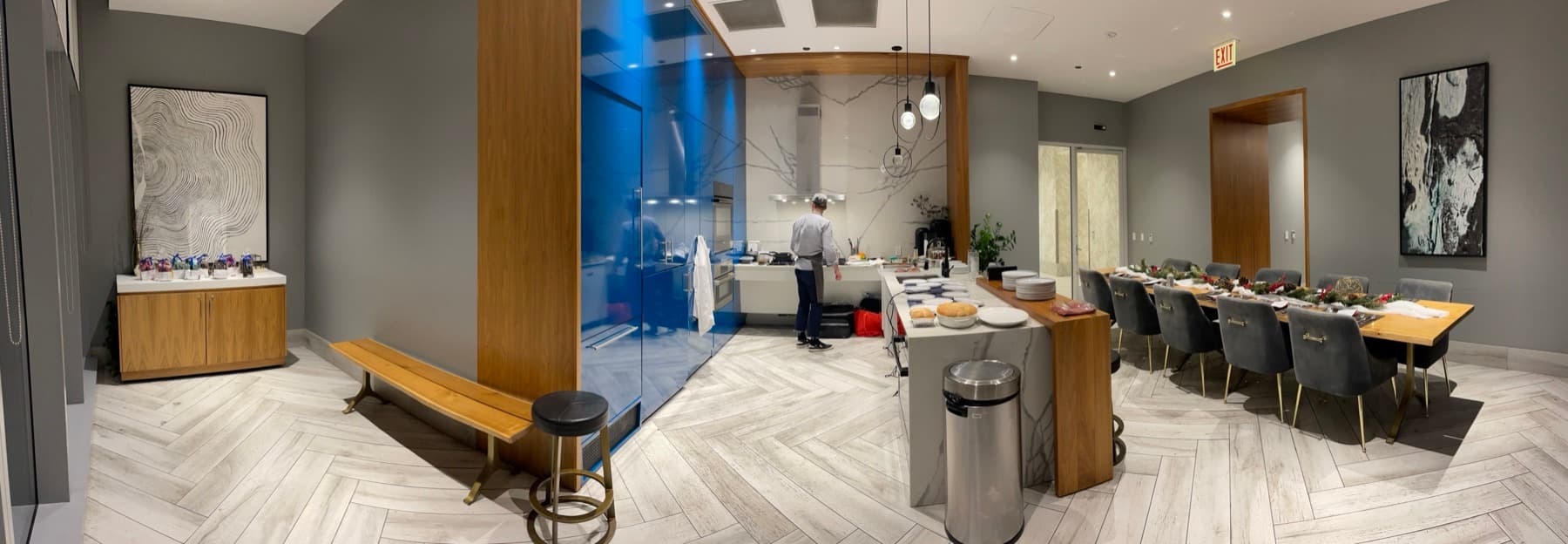 A dining room set for a holiday dinner cooked by a TheKitchenTable chef in Chicago