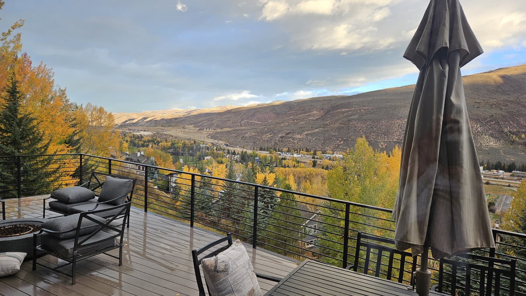 Autumn view over the Vail Valley from a rental deck in Avon, Colorado