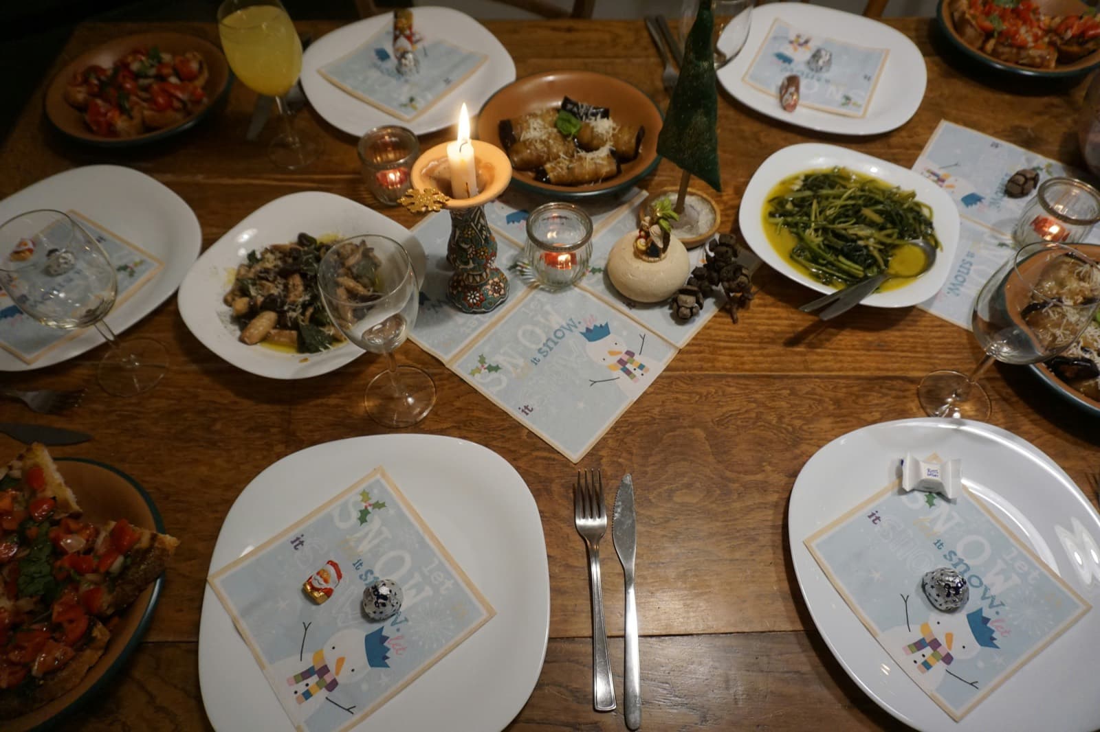 An elegantly laid dinner table for an intimate group